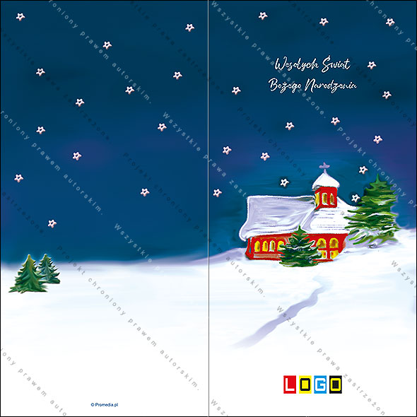 Kartki świąteczne nieskładane - BN3-288 awers